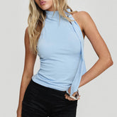 Y2K Mock Neck Solid Color Slim Fit Cami Top
