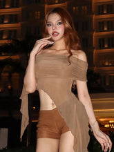 See-Through One Shoulder Pleated Strapless