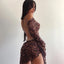 Leopard Lace Backless Sheer Gothic Mini Dress
