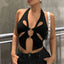 Backless Y2K Black Asymmetrical Slim Cami Top