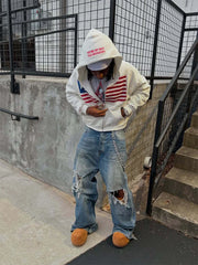 Minimalist Flag Patchwork Hoodie