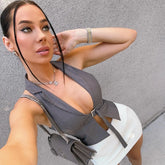 Hollow Out Sleeveless V-neck Cami Top