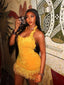 Tassel Halter Bandage Patchwork Party Dress