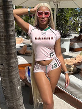 Letter Print Crop Shorts Knit Set