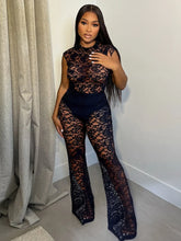 Mesh See Through Flared Two Piece Pants Set
