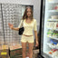 U-neck Slim Fit Midi Sleeve T-shirt Solid Two Piece Shorts Set