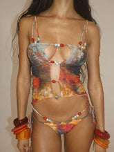 Print Skirted Thin Strap Bikini Sets