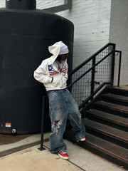 Minimalist Flag Patchwork Hoodie