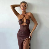 Sleeveless Sexy Backless Slim Midi Dress