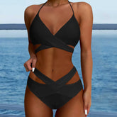 Hollow Out Backless Padded Two Piece Swim Sets