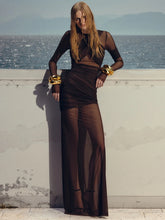 Mesh Zipper Patchwork Maxi Dress