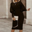 Lantern Sleeve O-Neck Solid Midi Autumn Office Work Dress