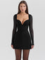 Sheer Plunge Neck Backless Club Mini Dress