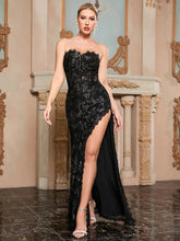 Bright Silk Printed Mesh Split Lace Dress