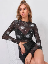 Sun & Moon Sheer Mesh Crop Sheer Top