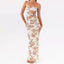 Hollow Strapless Metal Slit Midi Dress