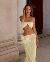 Lace Solid Bikini With Strappy Skirt Three Piece Set