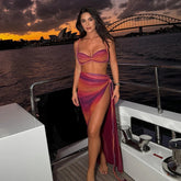 Gradient Cover Up Push Up Long Skirt Three Piece Swim Sets