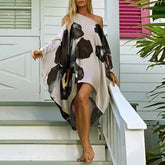 Flower Printed Cold Shoulder Midi Dress