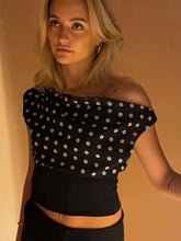 Polka Dot Skew Collar Top