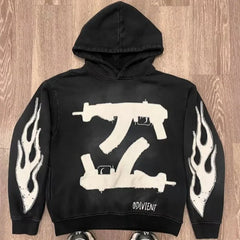 Printed Gothic Streetwear Hoodie