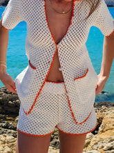 Lace Up Lapel Shorts Knit Set