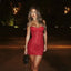 Red Strapless Lace-Up Corset Party Dress