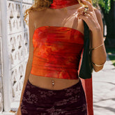 Fairycore Flower Mesh Strapless