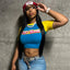 Color Clash Round Neck Spice Girls Crop Top