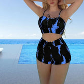 Contrast Lace-up Spaghetti Strap Two Piece Swim Sets