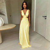 Hollow Slit High Waist Maxi Party Dress
