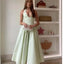 Backless Halter Green A-Line Midi Dress