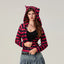 Striped Contrast Zip Cropped Hoodie