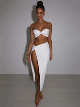 Elegant Strapless Two Piece Midi Dress