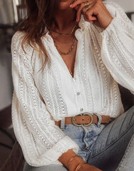 Vintage Lace Hollow Out Casual Blouse