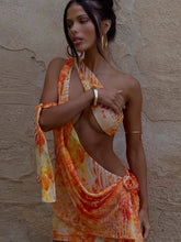 Leopard Tassel Flower Hollow Mini Dress