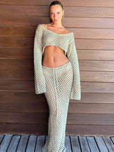 Crochet Tie Up Maxi Skirt Knit Set