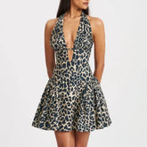 Deep V High Waist Sleeveless Party Dress