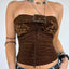 Floral Belt Patchwork Cutout Strapless