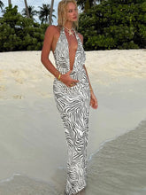 Zebra Print Lace Up Maxi Dress