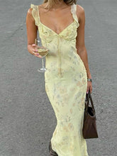 Ruffled Sling Backless Floral Dress