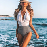 Printed Backless Lace Up One Piece Swimwear