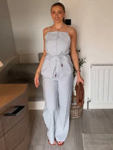 Lace-Up Backless Pant Suit