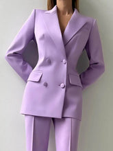 Purple Double Breasted Pant Suit