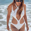 Hollow Off Shoulder Print One Piece Swimwear