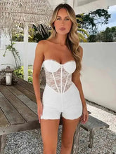 White Lace Ruffle Hollow Out Romper