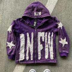 Patchwork Letter Pullover Hoodie