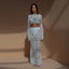 Crochet See Through Flare Sleeve Long Two Piece Skirt Set