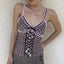 Patchwork Plaid Lace V-neck Cami Top
