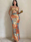Colorful Patchwork Halter Floral Dress